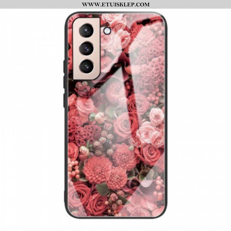 Futerały do Samsung Galaxy S22 5G Szkło Hartowane W Kwiaty Róży